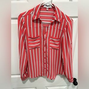 Coral colored Express Portofino button down shirt. Size XS.